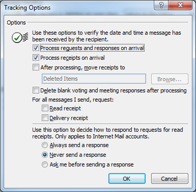 Tracking Options in Microsoft Outlook